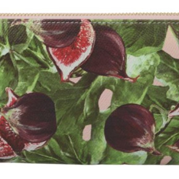 DOLCE & GABBANA Fig Fruit Dauphine Leather Zipper Continental Wallet - Picture 2 of 3